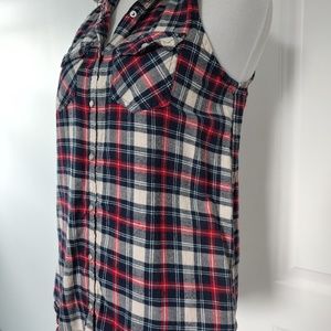 Plaid Collared Button Up Top